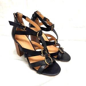 Maurices Jeanie O-Ring Heel Sandal Shoes Black Woman's Size 8